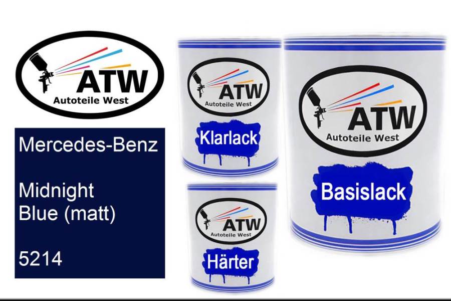 Mercedes-Benz, Midnight Blue (matt), 5214: 1L Lackdose + 1L Klarlack + 500ml Härter - Set, von ATW Autoteile West.